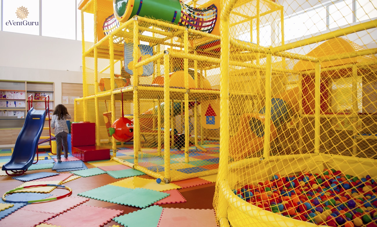 Indoor playground with a play area for children