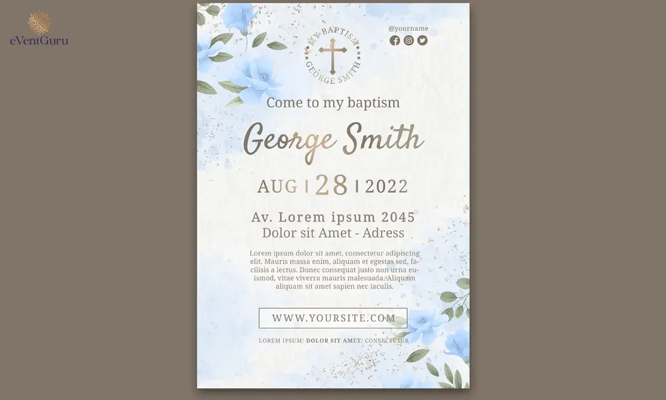 botanical baptism celebration a4 poster template