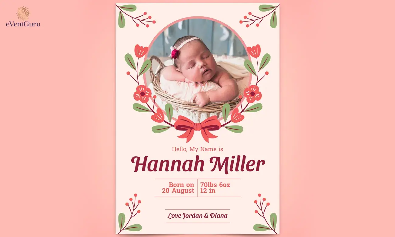 Hand drawn birth announcement template